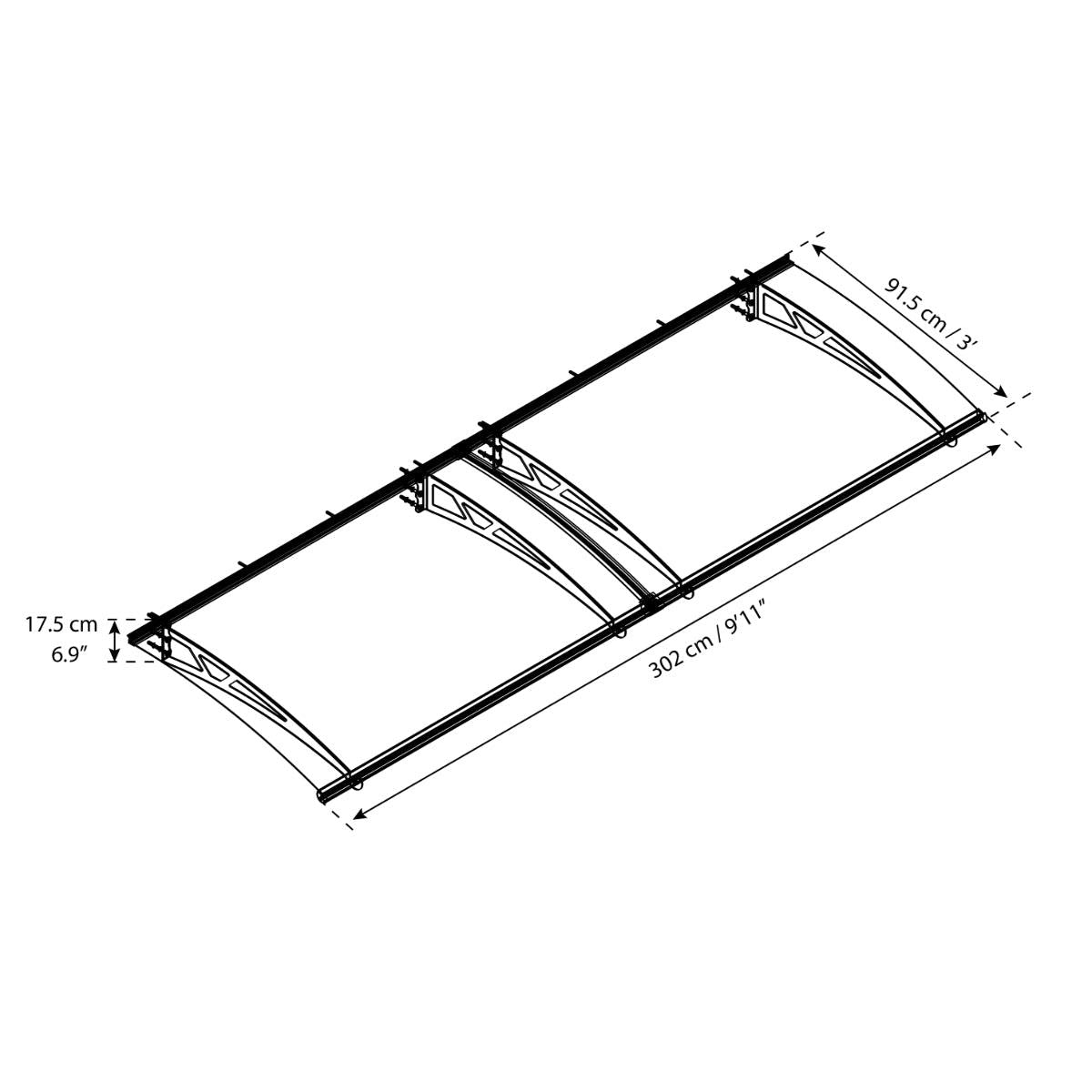 Altair Door Awning 5 x 3 ft. Grey Panel | Palram-Canopia-Delightful Yard