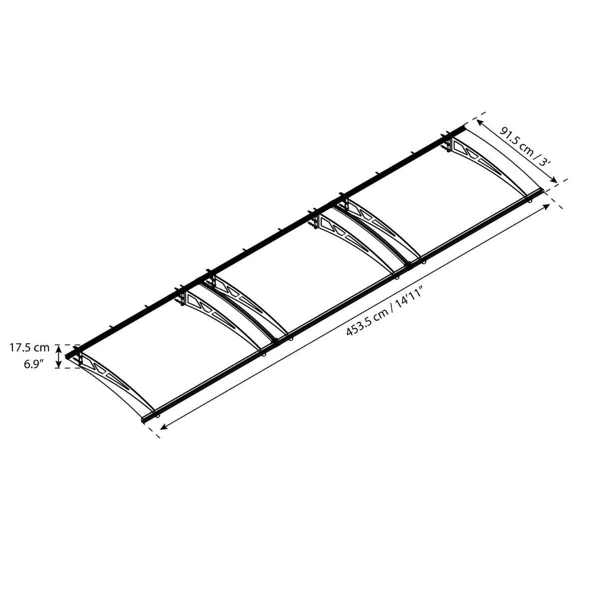 Altair Door Awning 5 x 3 ft. Grey Panel | Palram-Canopia-Delightful Yard