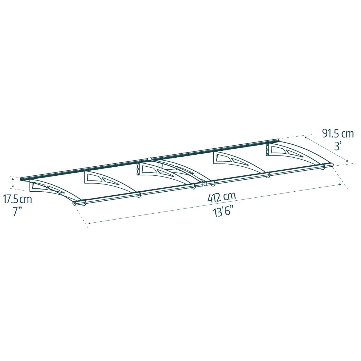 Aquila Door Awning 7 x 3 ft. Grey Panel | Palram-Canopia-Delightful Yard