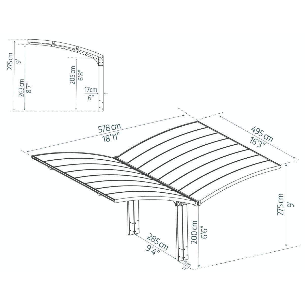 Arizona Wave Aluminum Carport 10 x 16 x 9 ft. | Palram-Canopia-Delightful Yard