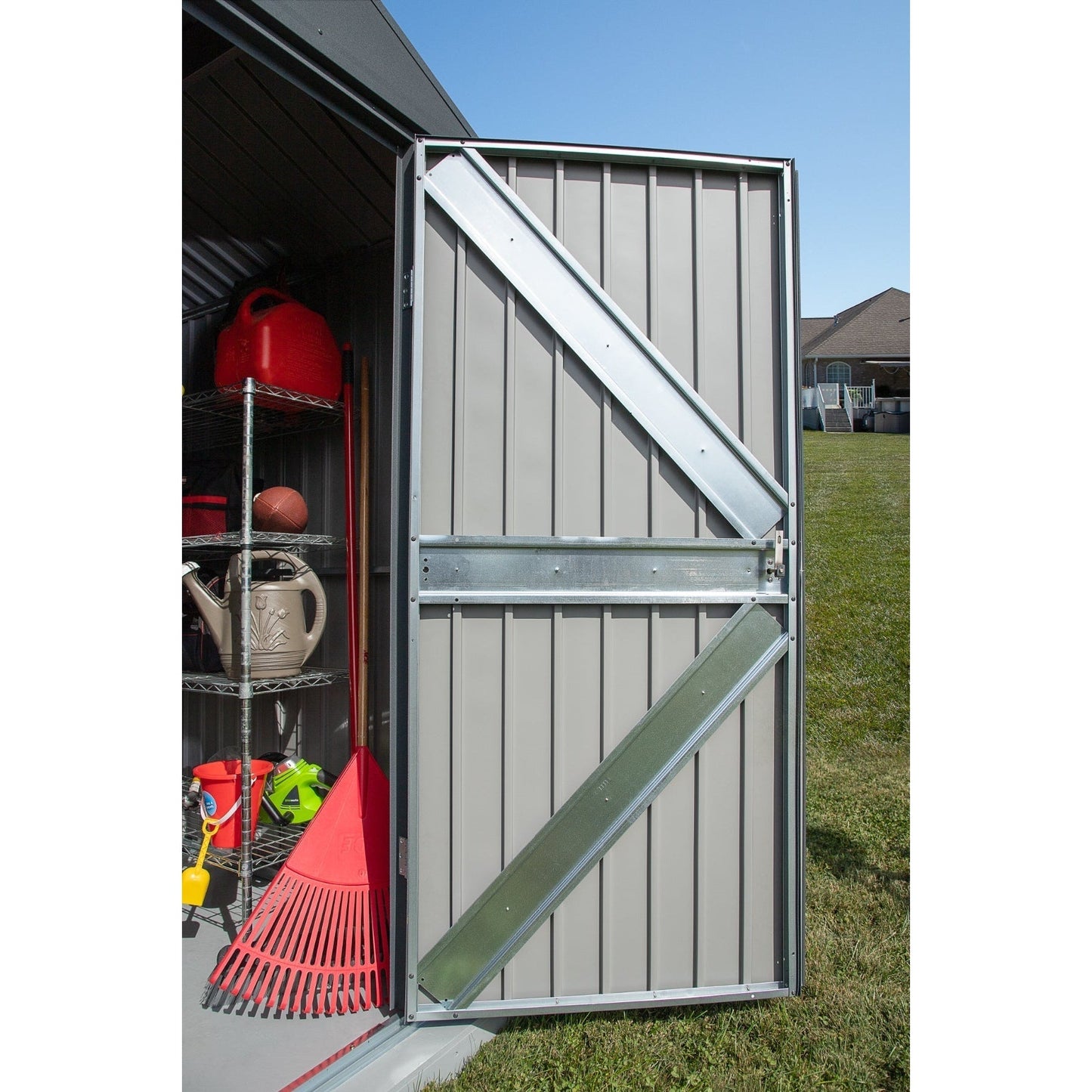 Arrow Elite Steel Storage Shed 14 x 12 ft.-Delightful Yard