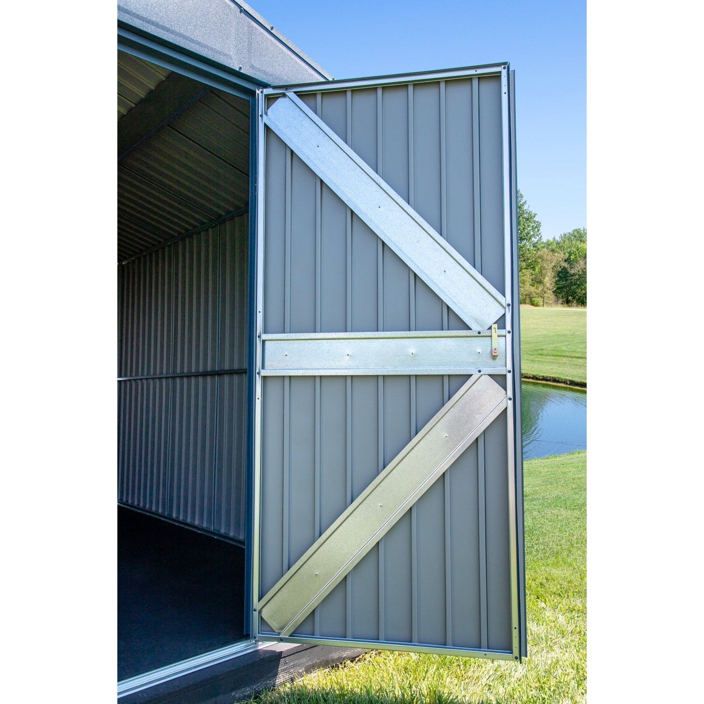 Arrow Elite Steel Storage Shed 14 x 16 ft.-Delightful Yard