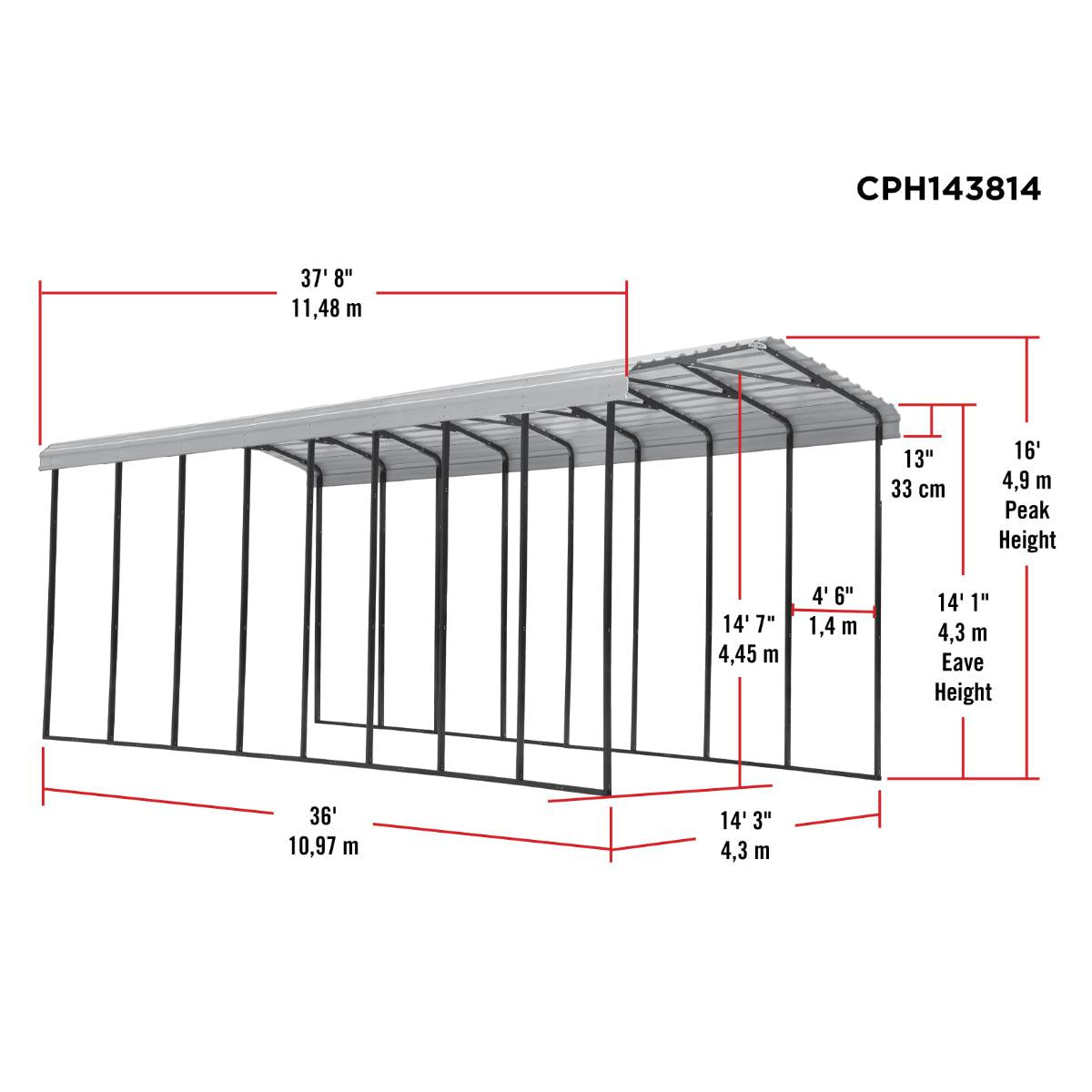 Arrow Steel RV Carport Canopy 14 x 38 x 14 ft.-Delightful Yard