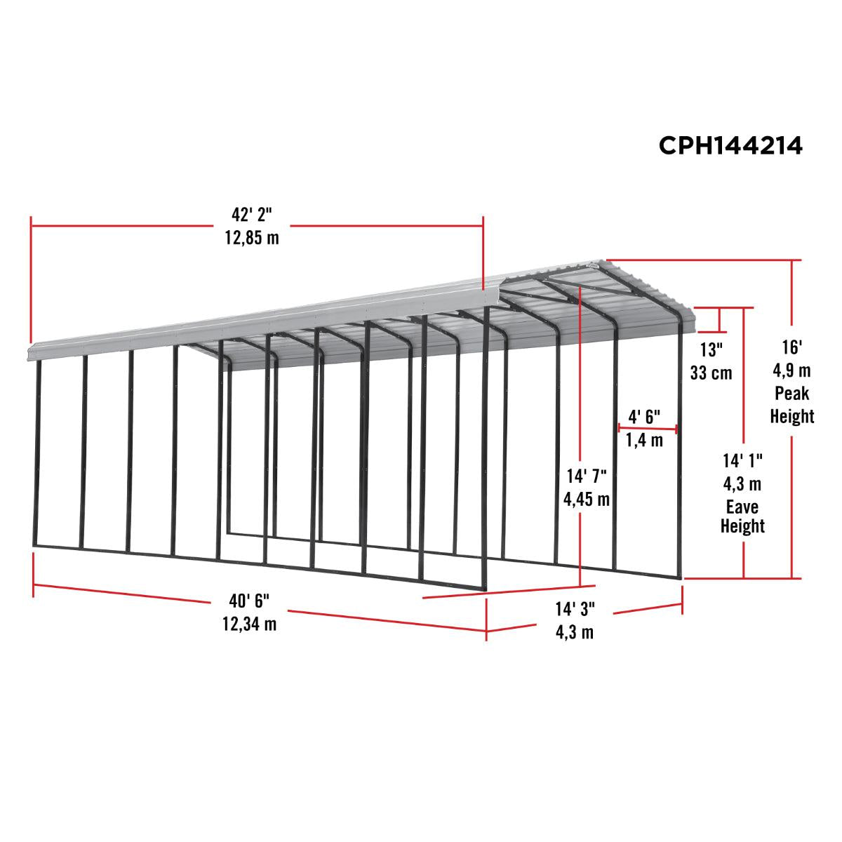 Arrow Steel RV Carport Canopy 14 x 42 x 14 ft.-Delightful Yard