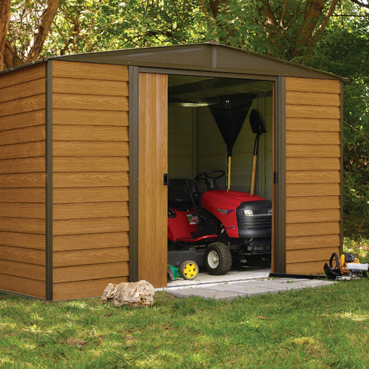 Arrow Woodridge Steel Storage Shed 10 x 12 ft.-Delightful Yard