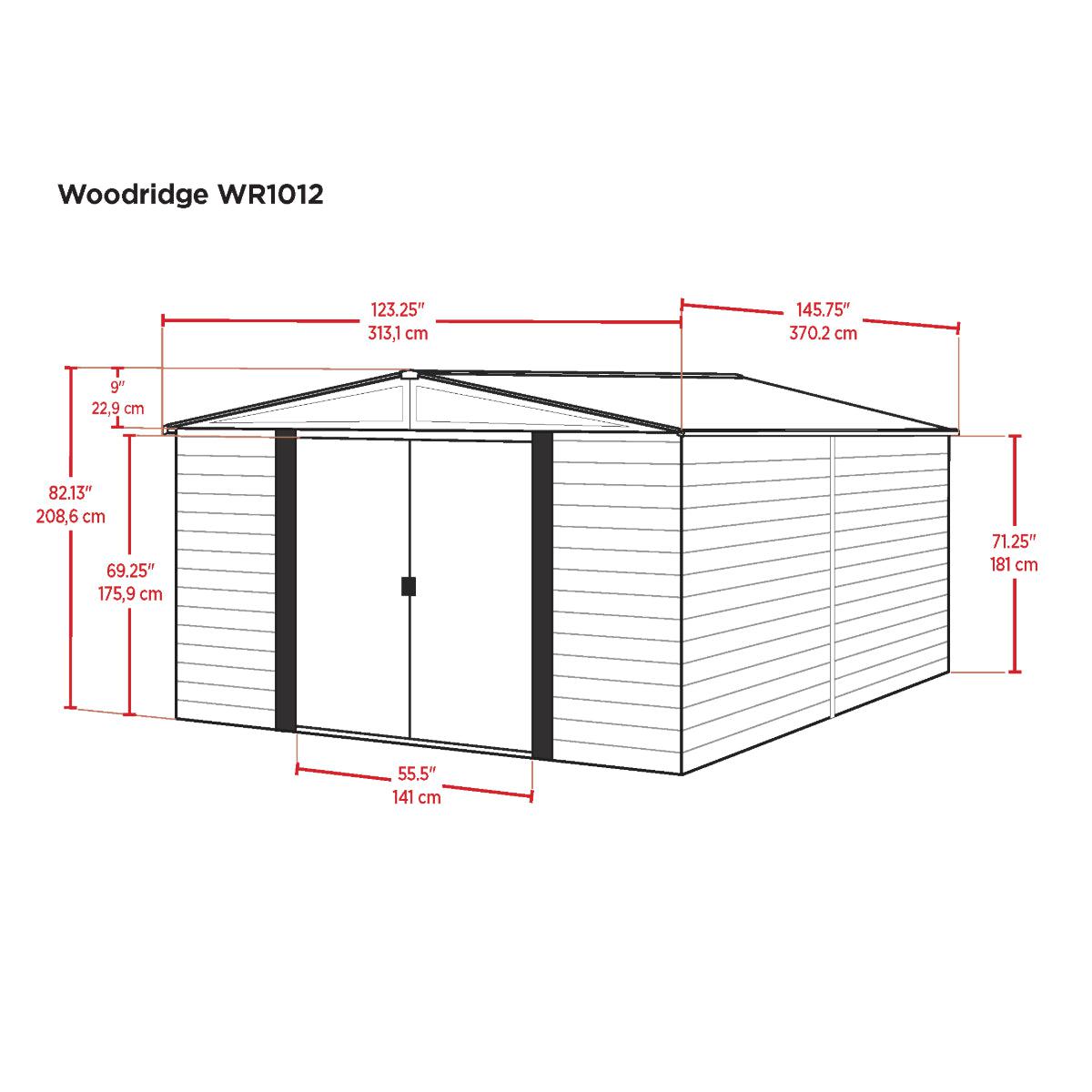 Arrow Woodridge Steel Storage Shed 10 x 12 ft.-Delightful Yard
