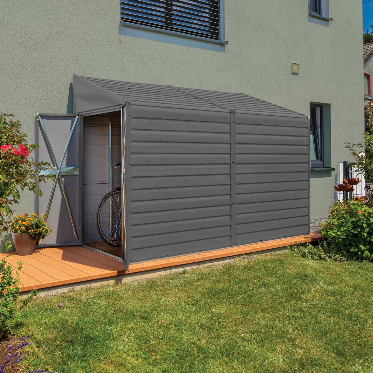 Arrow Yardsaver Steel Storage Shed 4 x 10 ft.-Delightful Yard