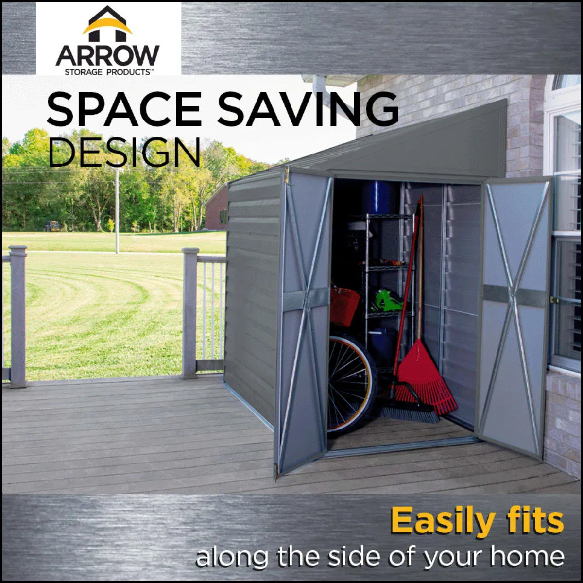 Arrow Yardsaver Steel Storage Shed 4 x 10 ft.-Delightful Yard