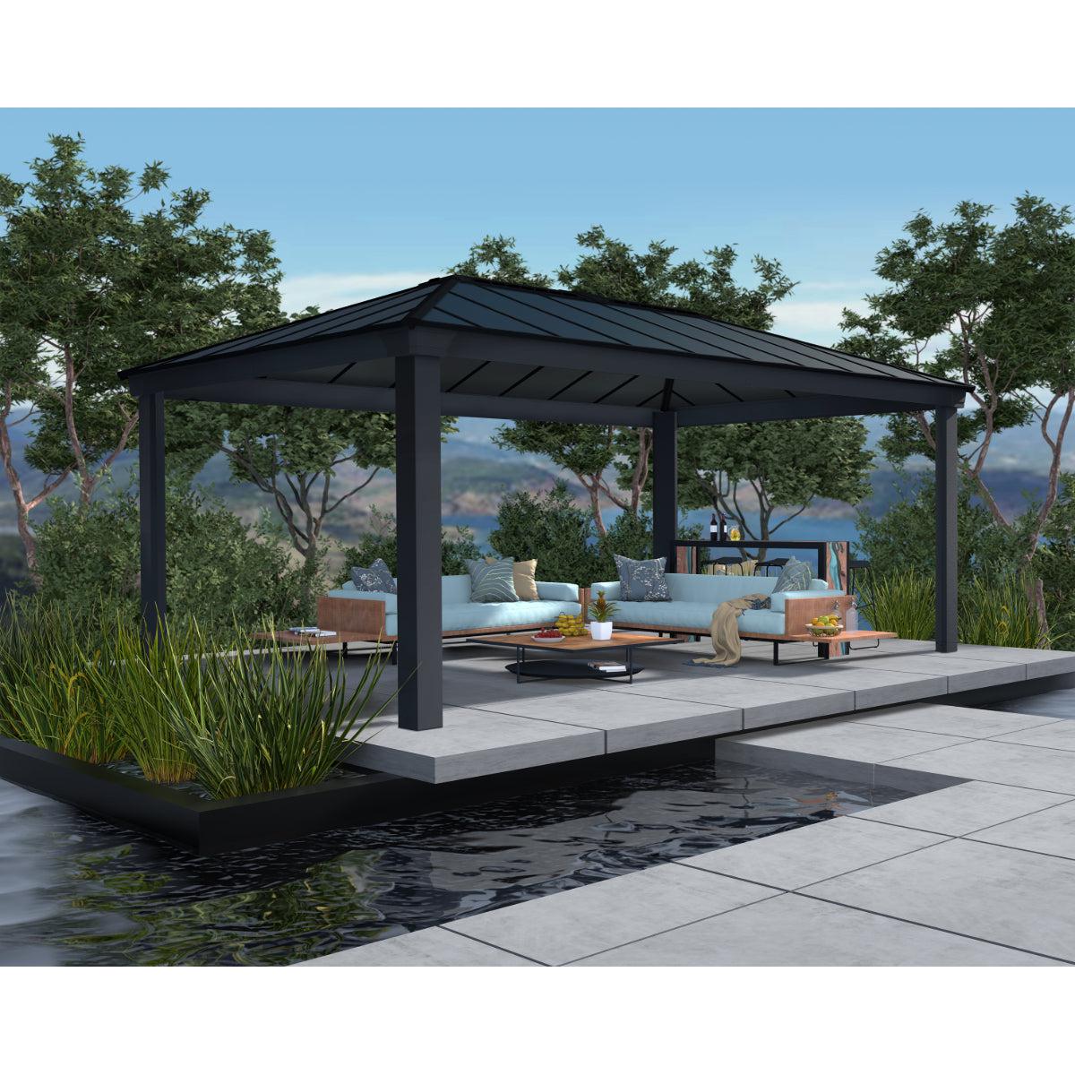 Dallas Aluminum Gazebo 12 x 20 ft. | Palram-Canopia-Delightful Yard