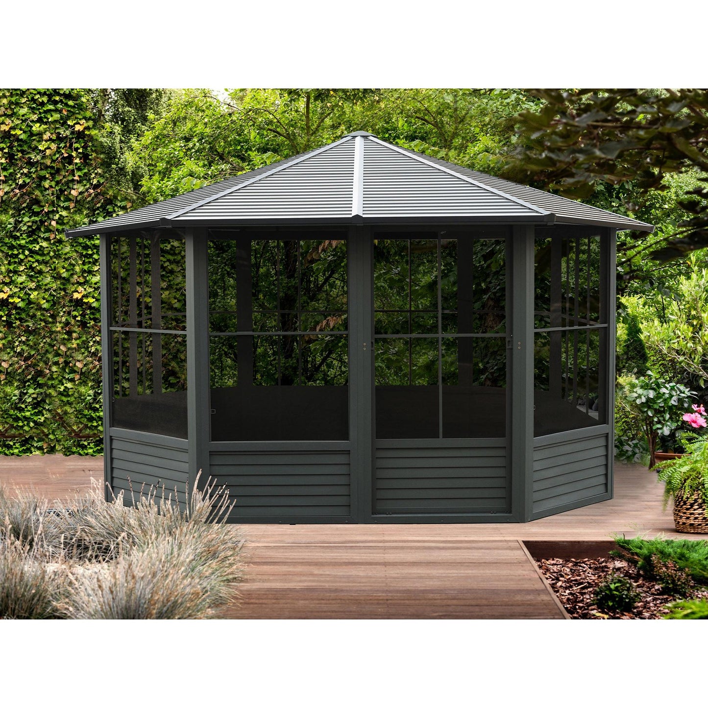 Florence Aluminum Solarium Metal Roof 12 x 12 ft. | Gazebo PenGuin-Delightful Yard