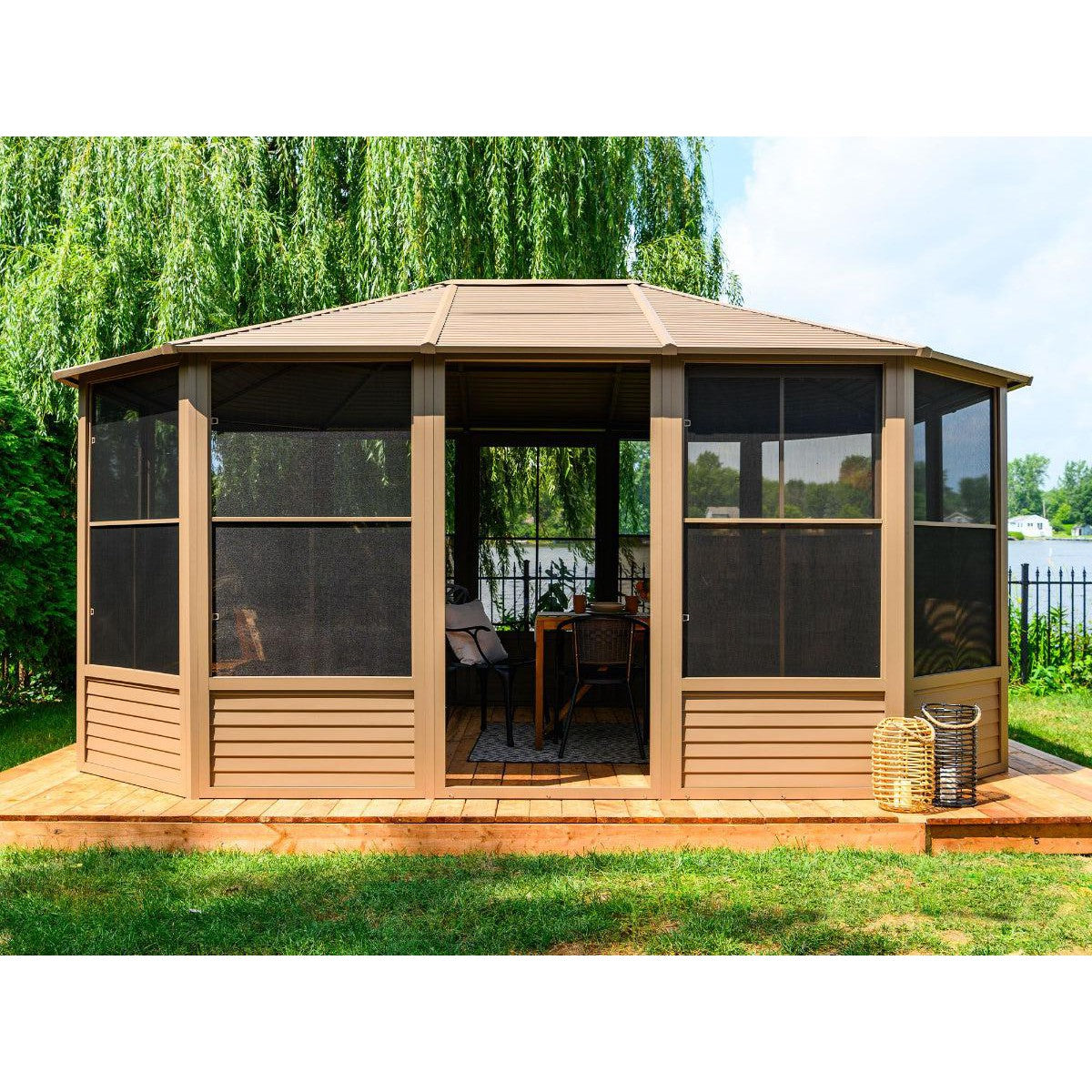Florence Aluminum Solarium Metal Roof 12 x 15 ft. | Gazebo PenGuin-Delightful Yard