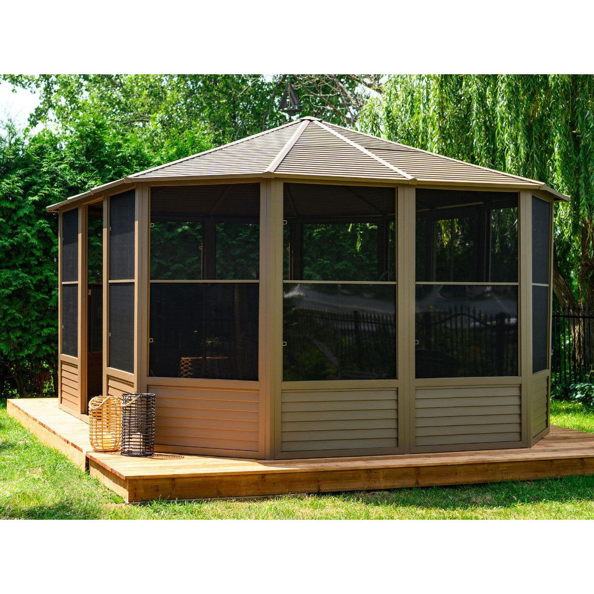 Florence Aluminum Solarium Metal Roof 12 x 15 ft. | Gazebo PenGuin-Delightful Yard