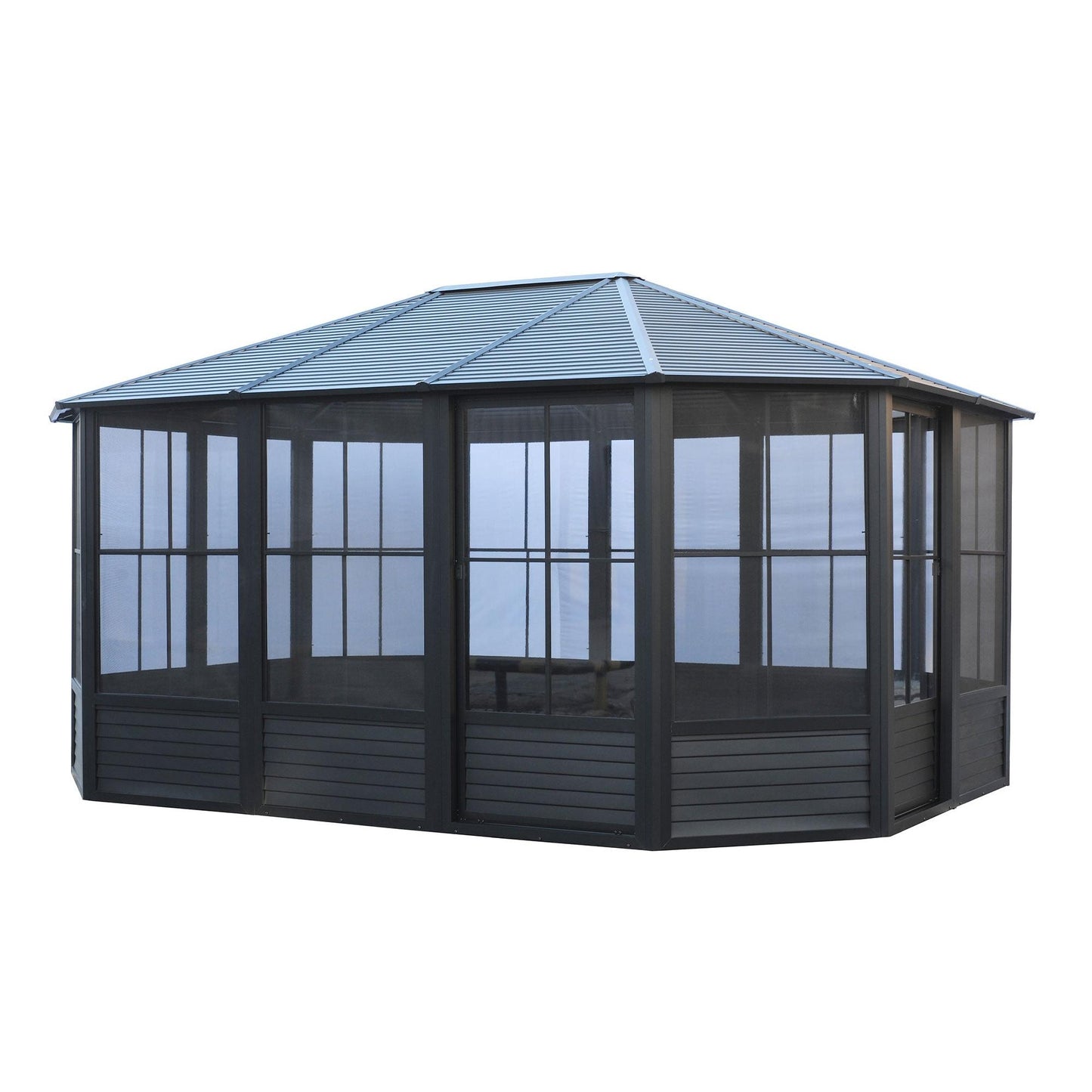 Florence Aluminum Solarium Metal Roof 12 x 15 ft. | Gazebo PenGuin-Delightful Yard