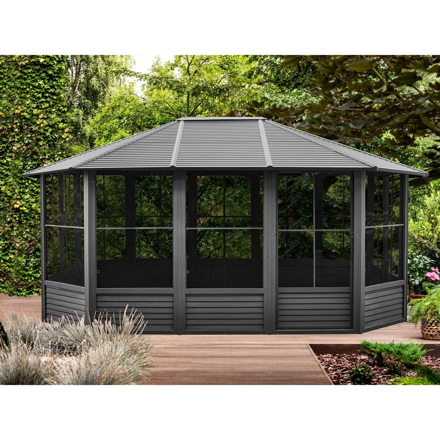 Florence Aluminum Solarium Metal Roof 12 x 15 ft. | Gazebo PenGuin-Delightful Yard
