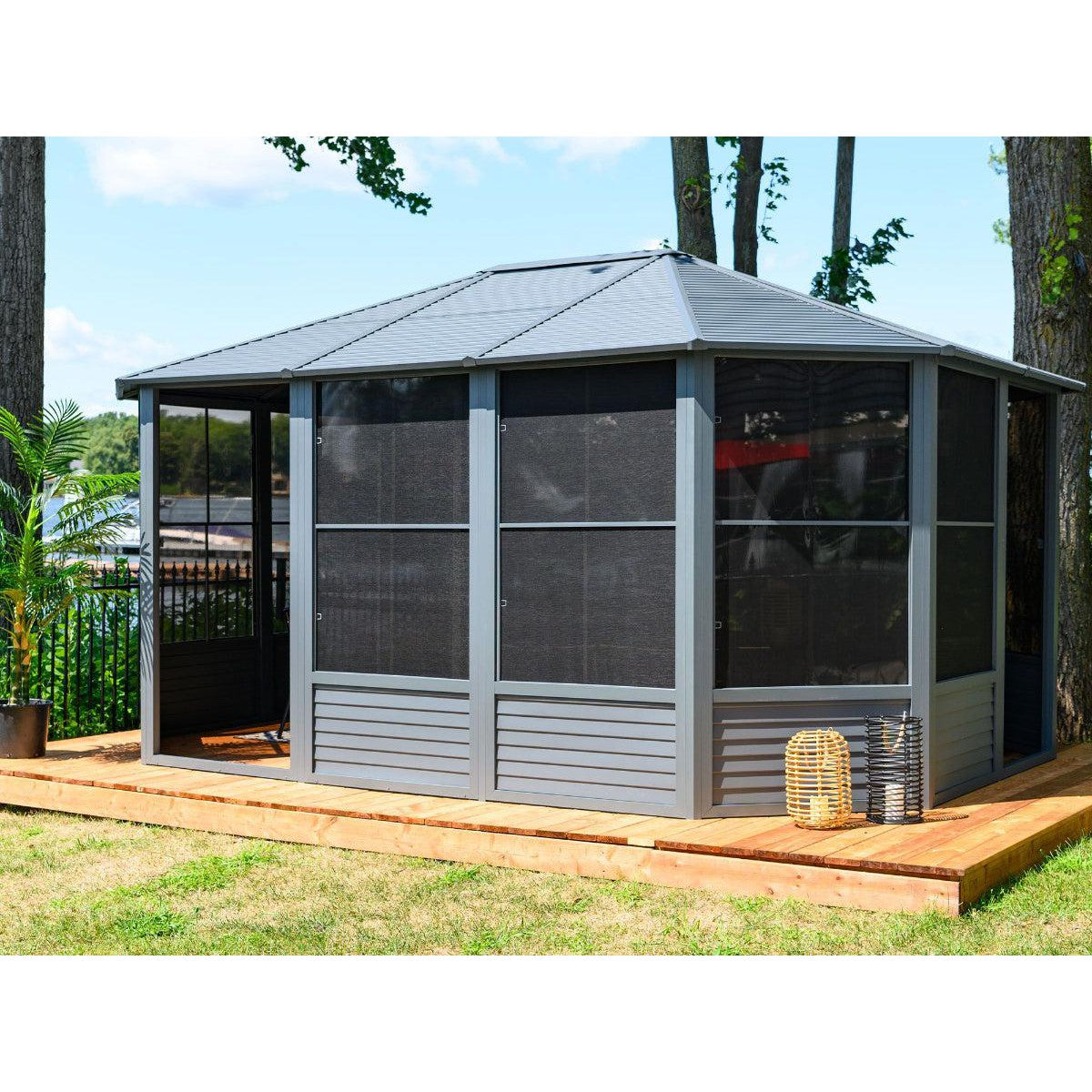 Florence Aluminum Solarium Metal Roof 12 x 15 ft. | Gazebo PenGuin-Delightful Yard