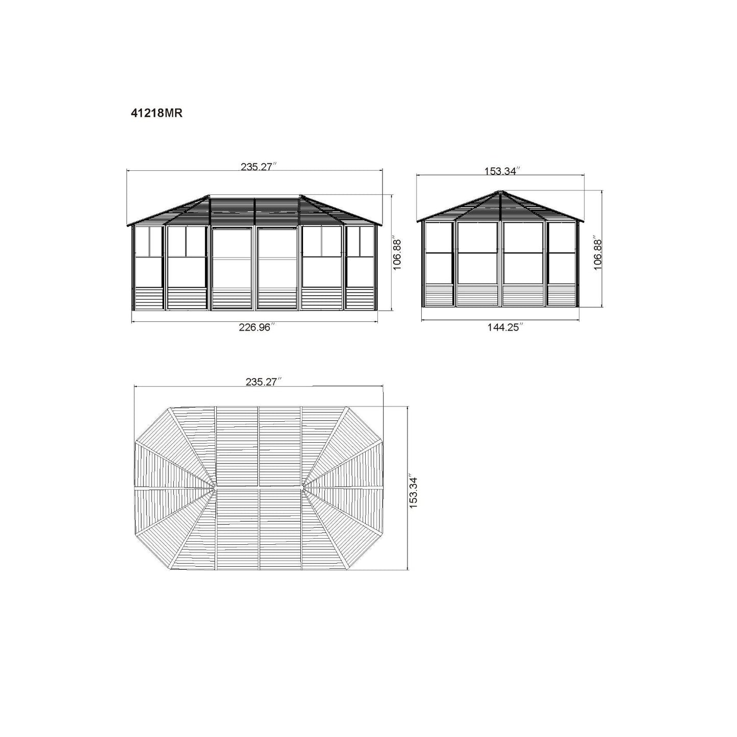 Florence Aluminum Solarium Metal Roof 12 x 18 ft. | Gazebo PenGuin-Delightful Yard