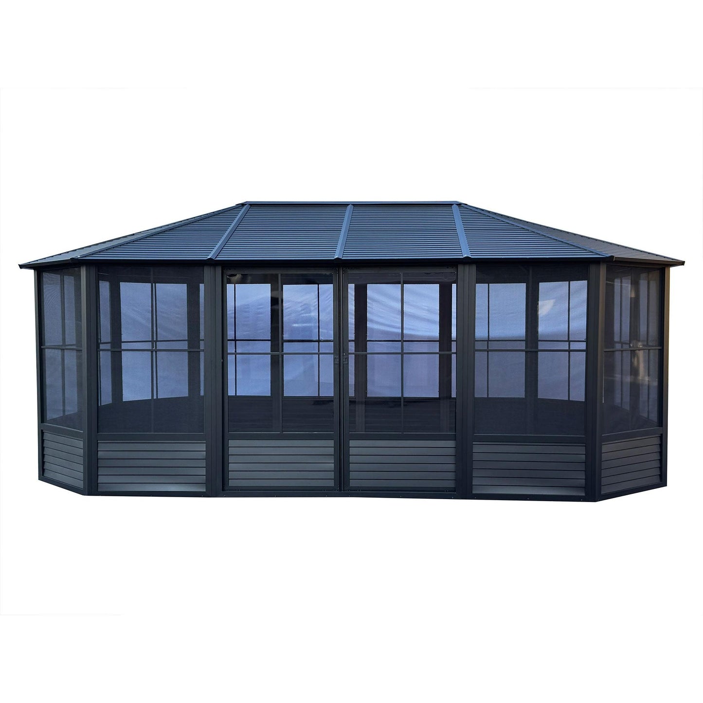 Florence Aluminum Solarium Metal Roof 12 x 18 ft. | Gazebo PenGuin-Delightful Yard