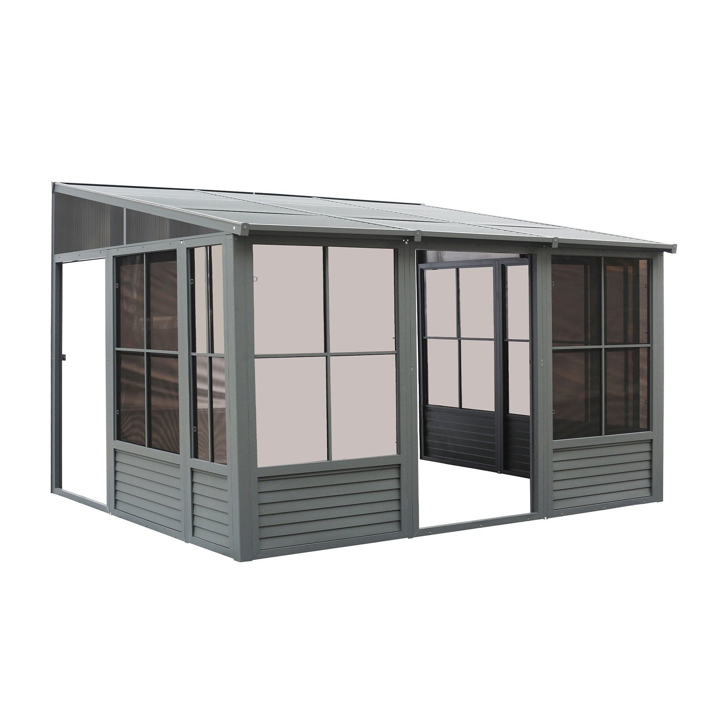 Florence Aluminum Wall Mounted Sunroom Metal Roof 8 x 12 ft. | Gazebo PenGuin-Delightful Yard