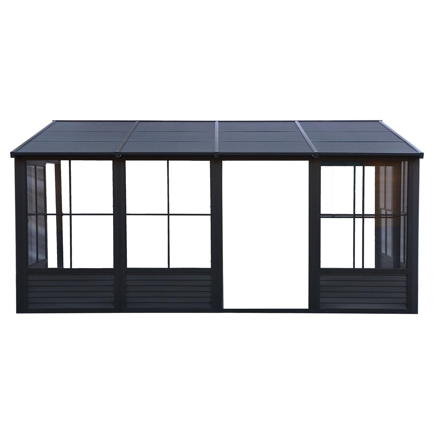 Florence Aluminum Wall Mounted Sunroom Metal Roof 8 x 16 ft. | Gazebo PenGuin-Delightful Yard