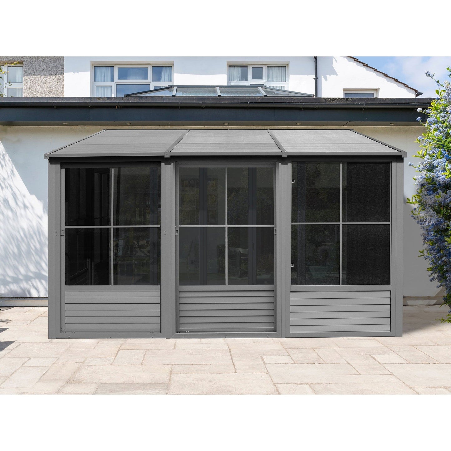 Florence Aluminum Wall Mounted Sunroom Metal Roof 8 x 16 ft. | Gazebo PenGuin-Delightful Yard