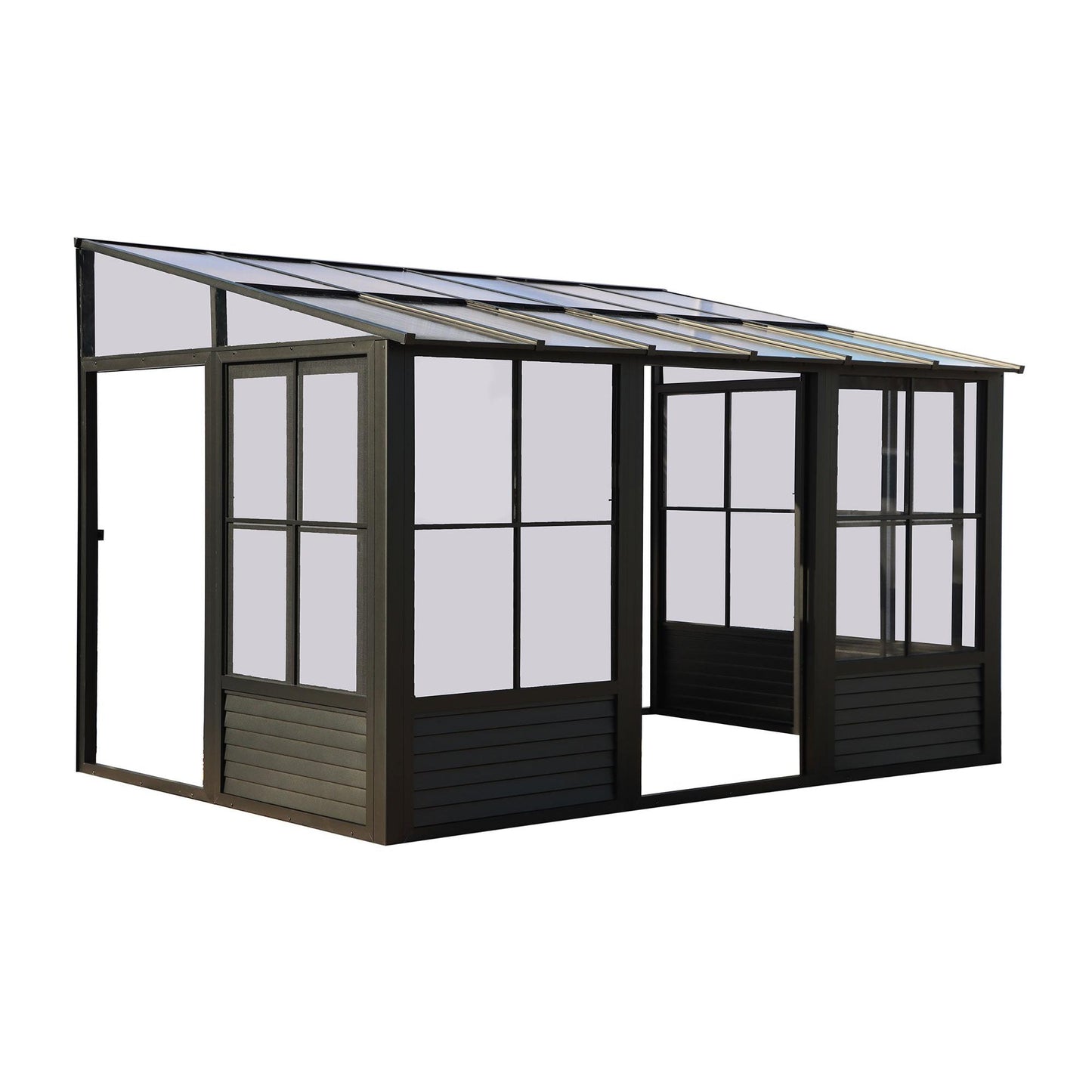 Florence Aluminum Wall Mounted Sunroom PC Roof 10 x 12 ft. | Gazebo PenGuin-Delightful Yard
