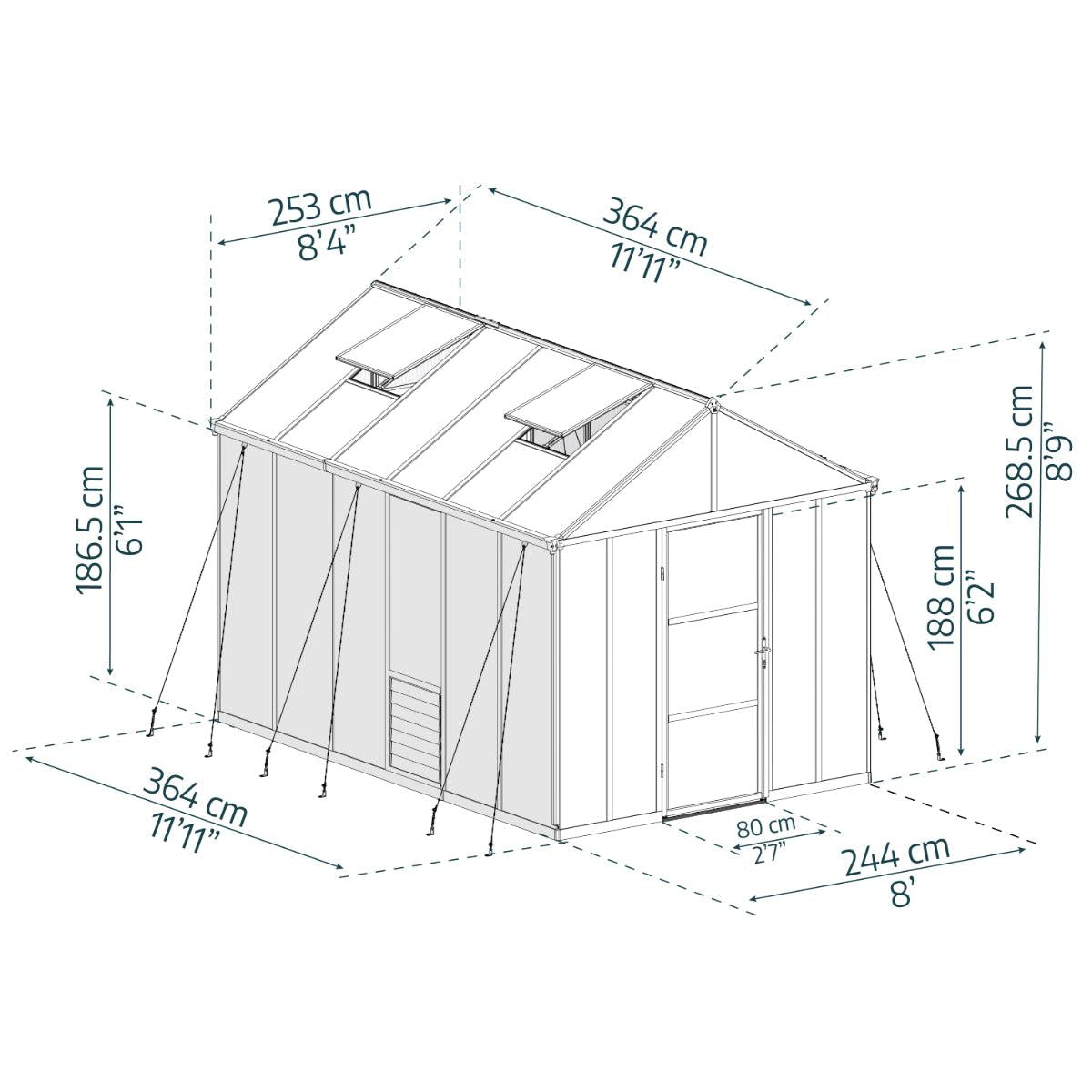 Glory Deluxe Polycarbonate Greenhouse 8 x 12 ft. | Palram-Canopia-Delightful Yard