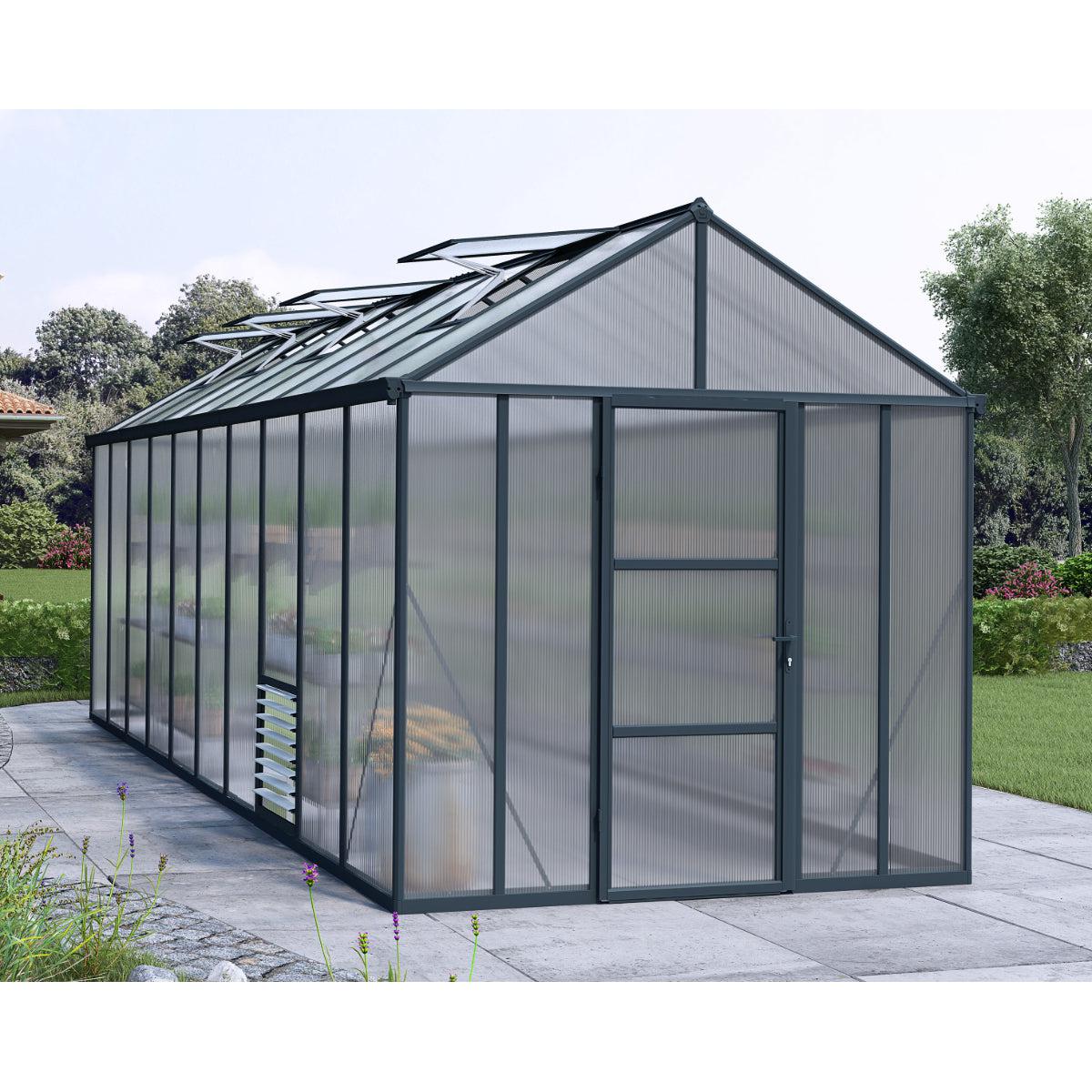 Glory Deluxe Polycarbonate Greenhouse 8 x 20 ft. | Palram-Canopia-Delightful Yard