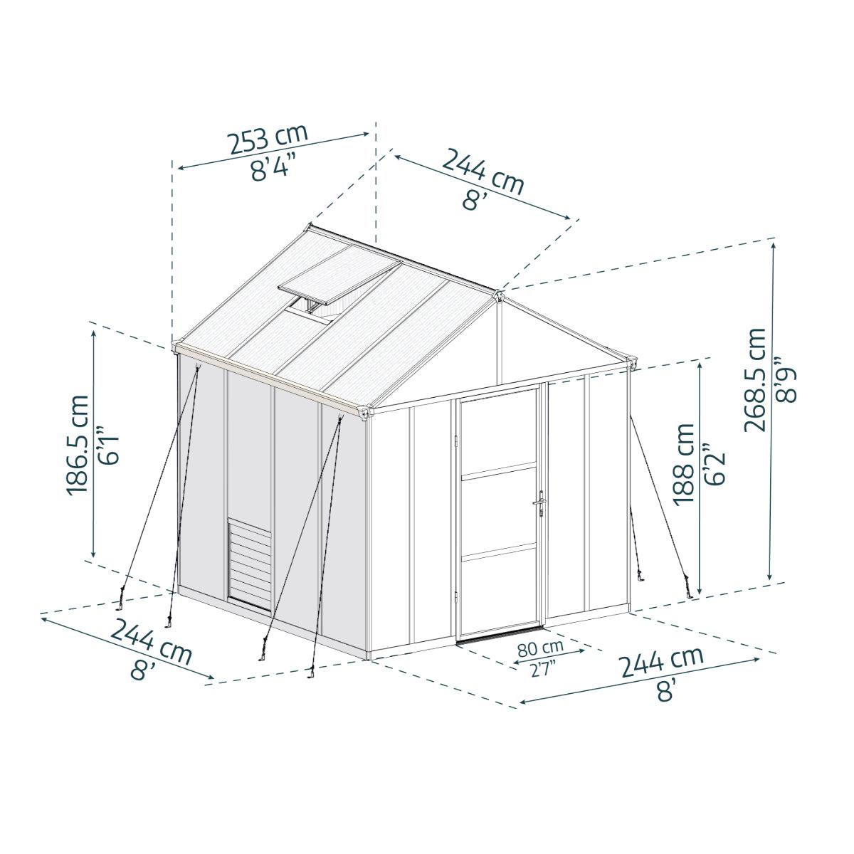 Glory Deluxe Polycarbonate Greenhouse 8 x 8 ft. | Palram-Canopia-Delightful Yard