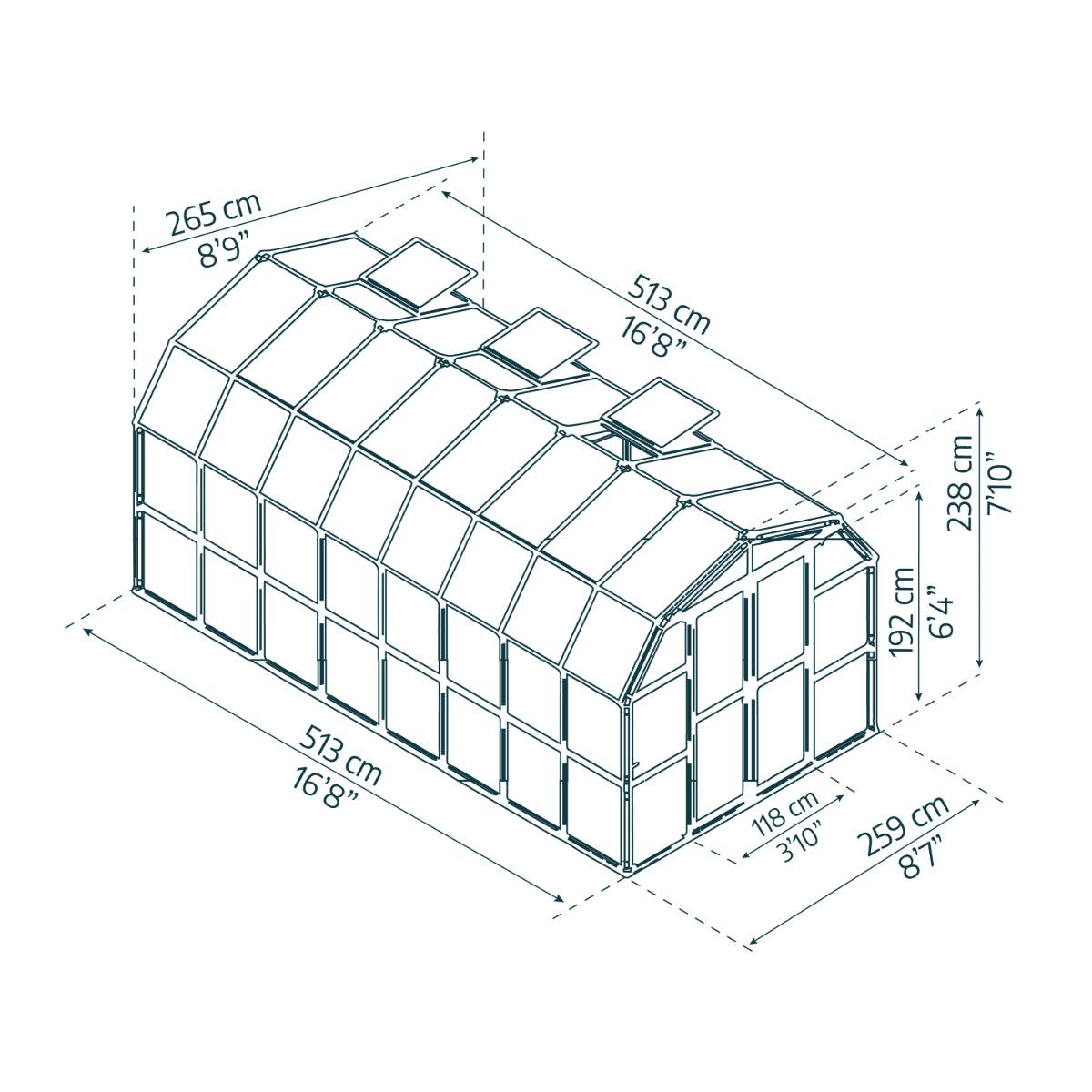 Grand Gardener Polycarbonate Greenhouse 8 x 16 ft. | Rion by Palram-Canopia-Delightful Yard