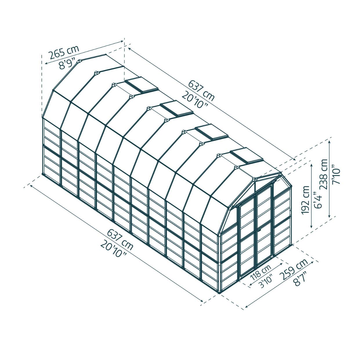 Grand Gardener Polycarbonate Greenhouse 8 x 20 ft. | Rion by Palram-Canopia-Delightful Yard