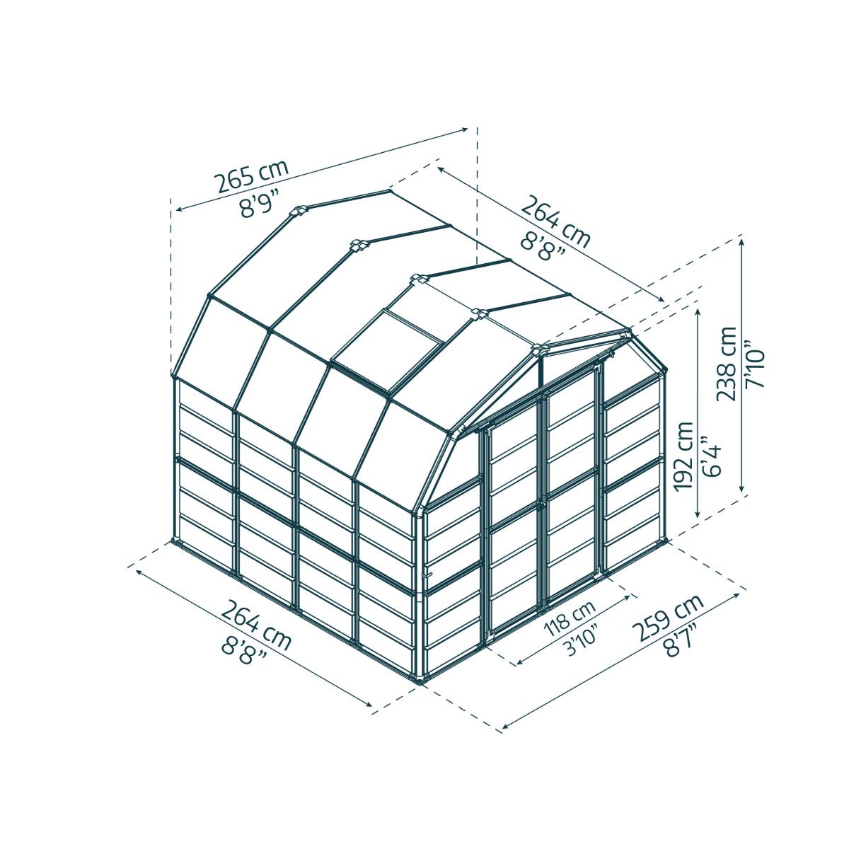 Grand Gardener Polycarbonate Greenhouse 8 x 8 ft. | Rion by Palram-Canopia-Delightful Yard