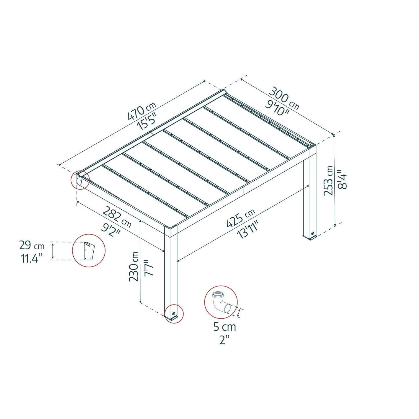 Helsinki Cedar Wood Patio Covers 10 x 15 ft. Solid Panels | Palram-Canopia-Delightful Yard