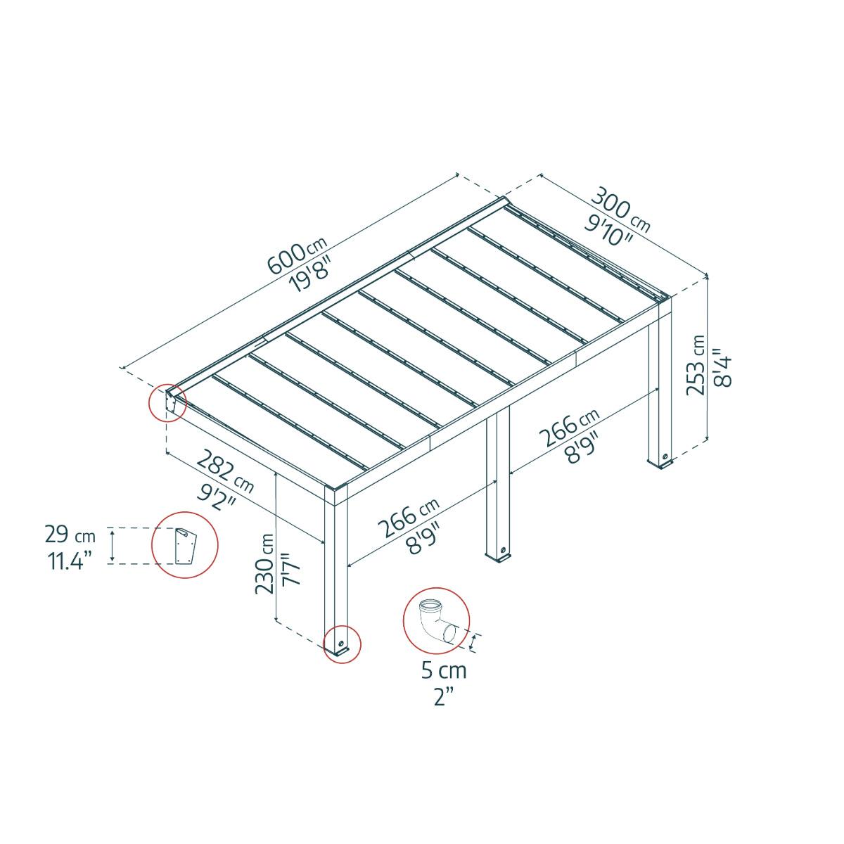 Helsinki Cedar Wood Patio Covers 10 x 20 ft. Solid Panels | Palram-Canopia-Delightful Yard