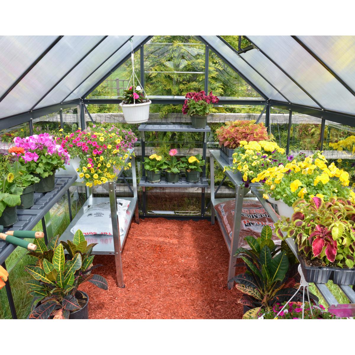 Hybrid Polycarbonate Greenhouse 6 x 10 ft. Grey Frame | Palram-Canopia-Delightful Yard