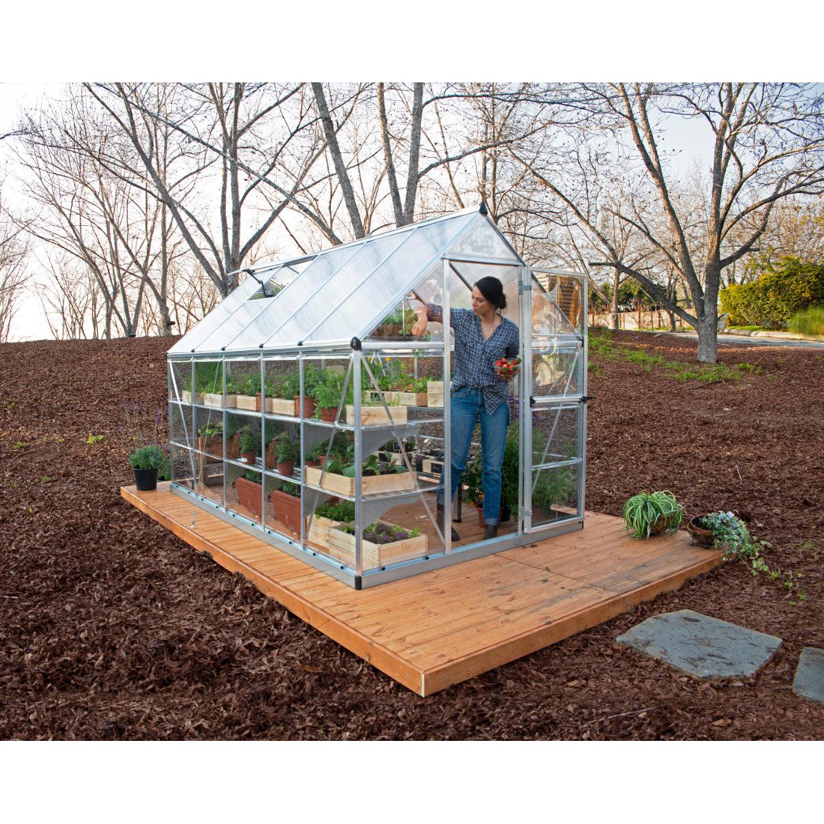 Hybrid Polycarbonate Greenhouse 6 x 10 ft. Silver Frame | Palram-Canopia-Delightful Yard