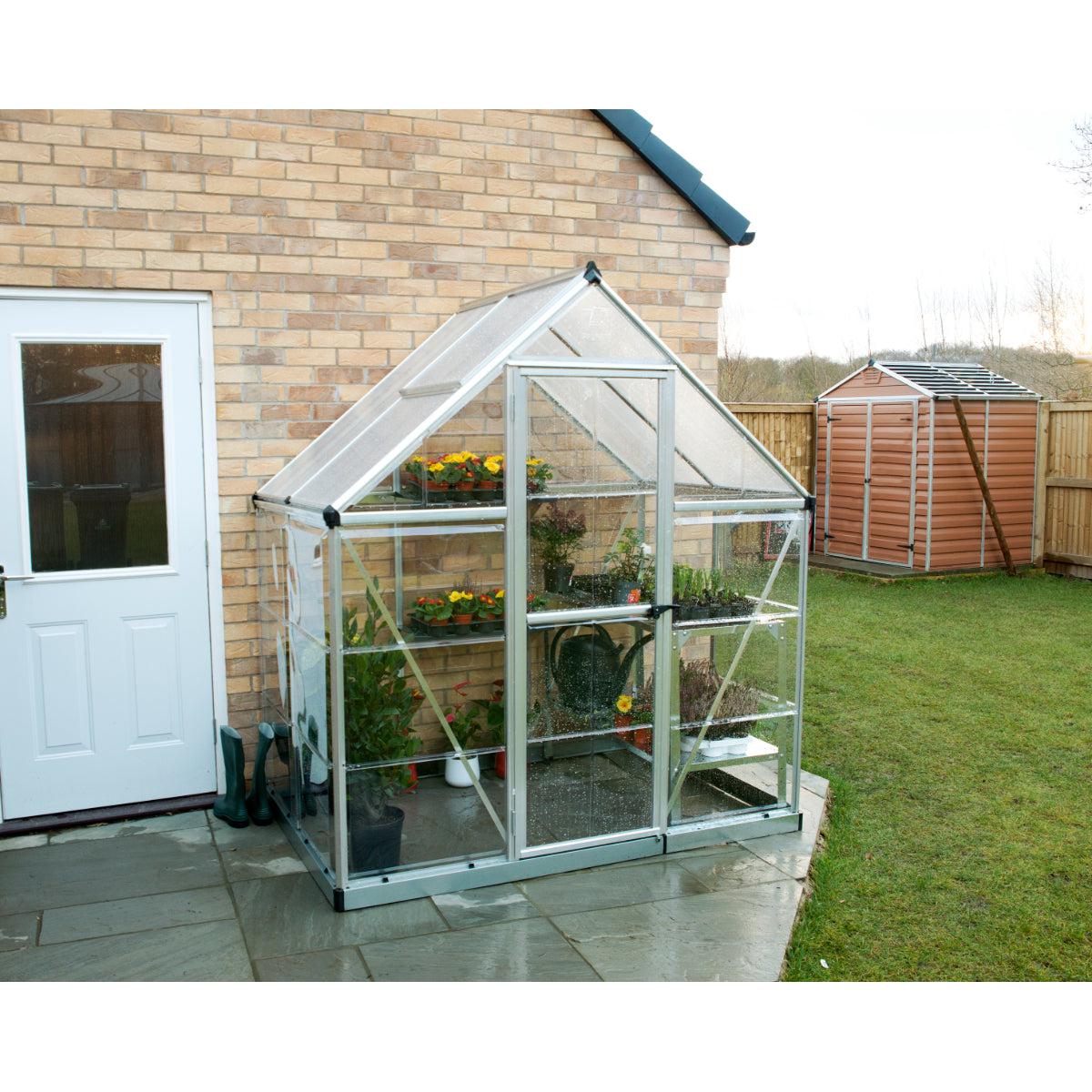 Hybrid Polycarbonate Greenhouse 6 x 4 ft. Silver Frame | Palram-Canopia-Delightful Yard