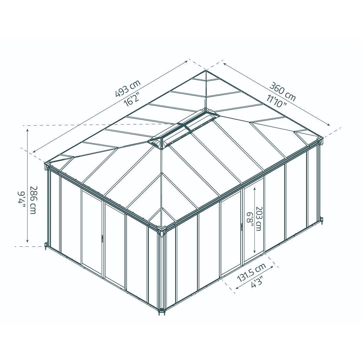 Ledro Enclosed Gazebo Solarium 12 x 16 ft. | Palram-Canopia-Delightful Yard