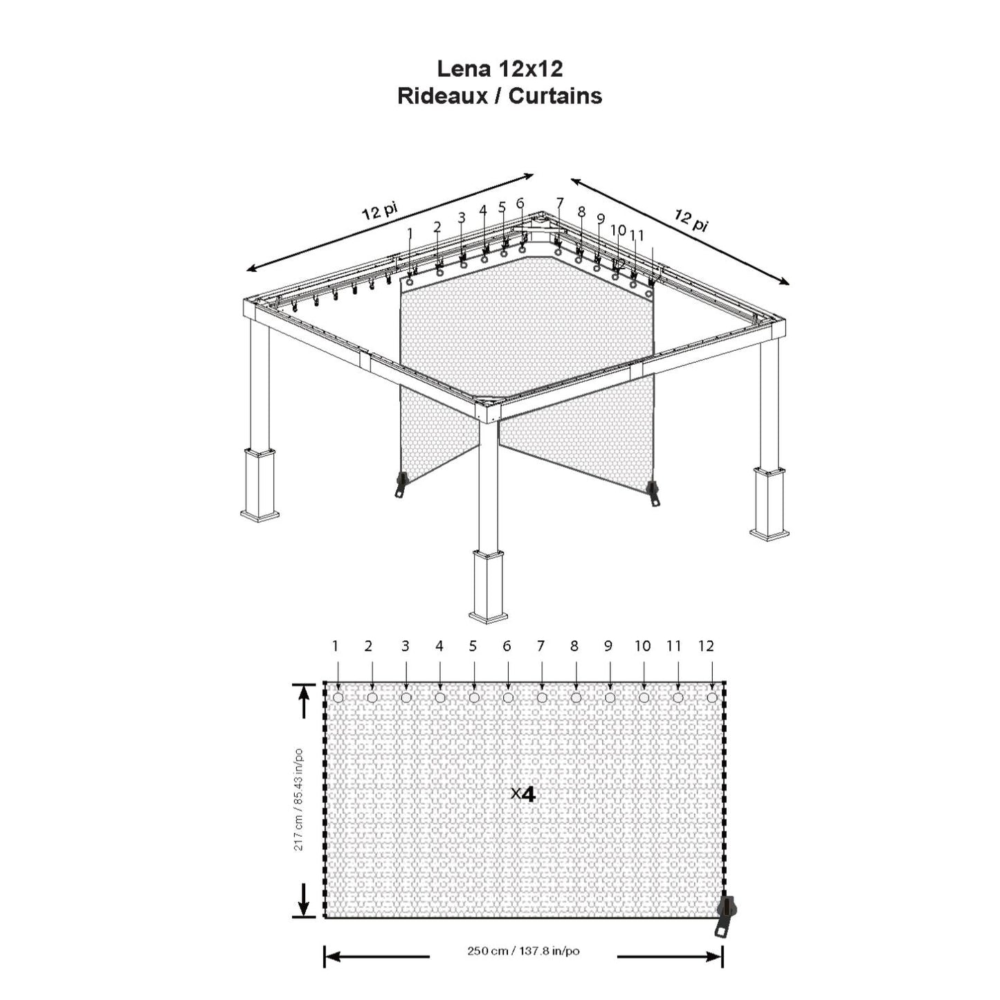 Lena Gazebo Curtains 12 x 12 ft | Sojag-Delightful Yard