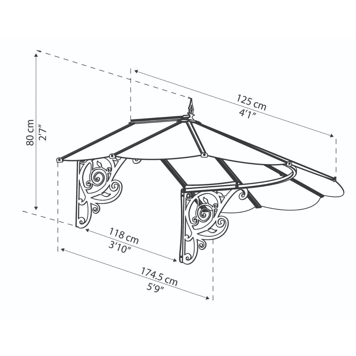 Lily French Door Awning 4 x 5 ft. Clear Panel | Palram-Canopia-Delightful Yard