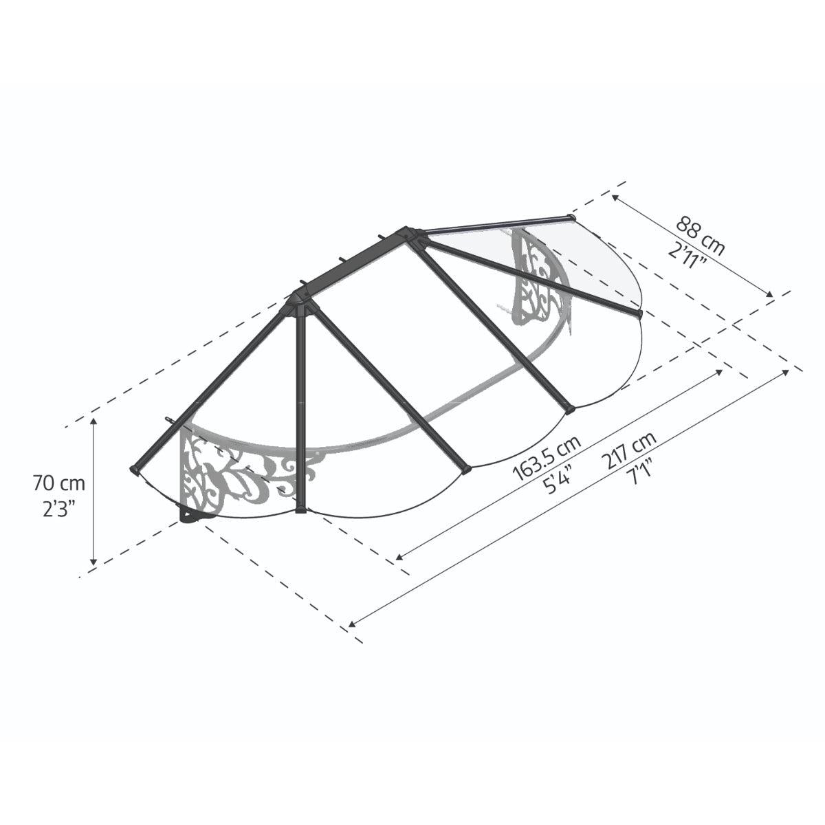 Lily French Door Awning 7 x 3 ft. Clear Panel | Palram-Canopia-Delightful Yard