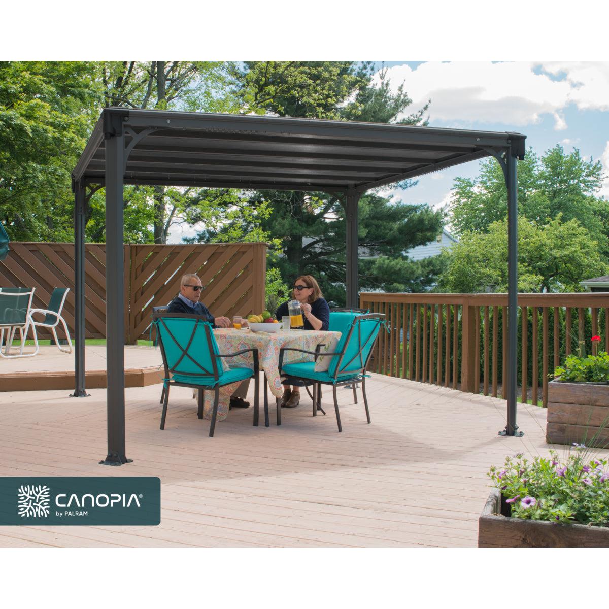 Milano Aluminum Flat Roof Gazebo 10 x 10 ft. | Palram-Canopia-Delightful Yard