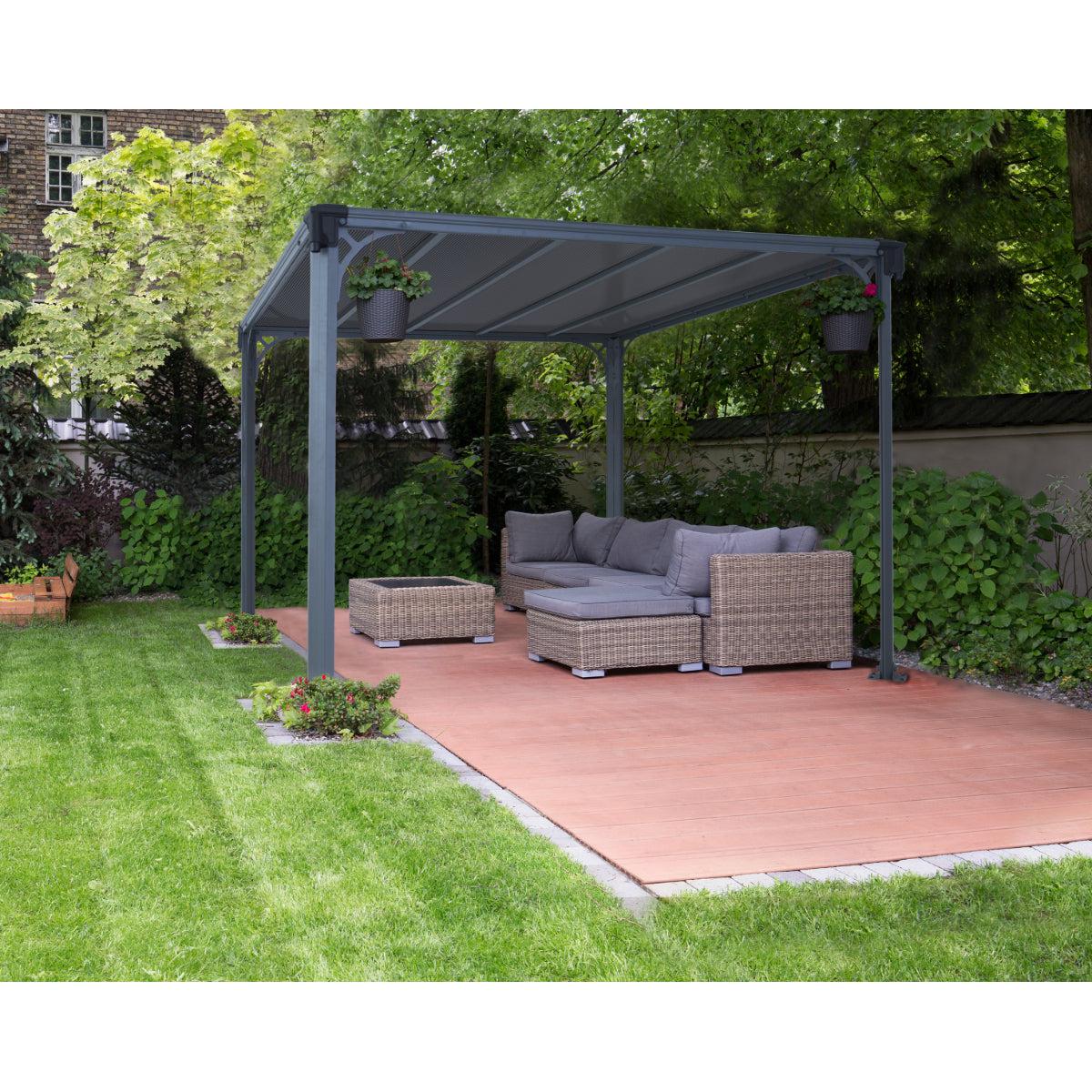 Milano Aluminum Flat Roof Gazebo 10 x 10 ft. | Palram-Canopia-Delightful Yard