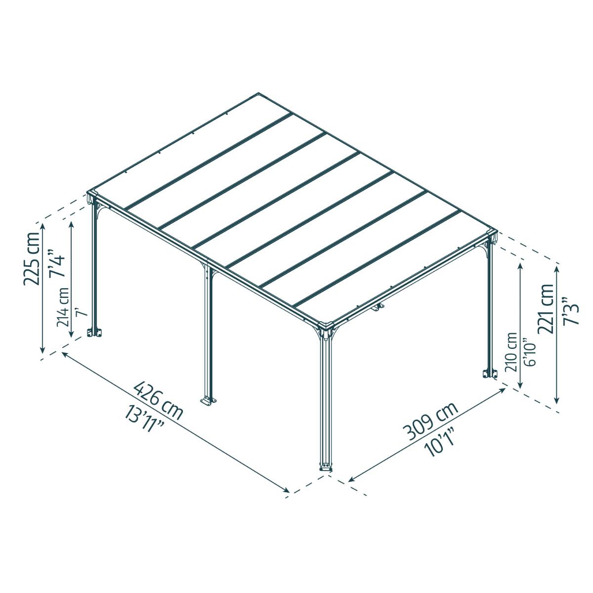 Milano Aluminum Flat Roof Gazebo 10 x 14 ft.| Palram-Canopia-Delightful Yard