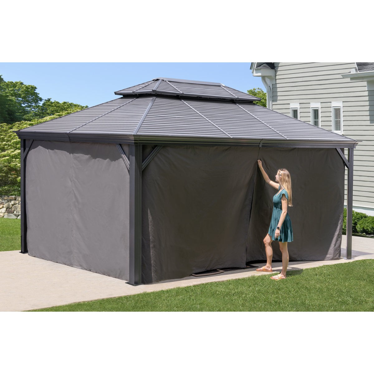 Monaco, Messina, Mykonos, and Moreno Gazebo Curtains 12 x 16 ft | Sojag-Delightful Yard