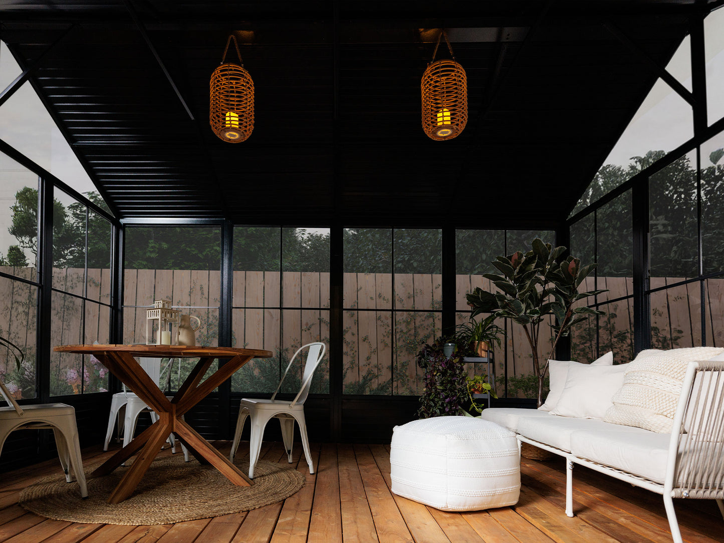 Myrdal Aluminum Solarium Metal Roof 11 x 14 ft. Black| Gazebo PenGuin-Delightful Yard