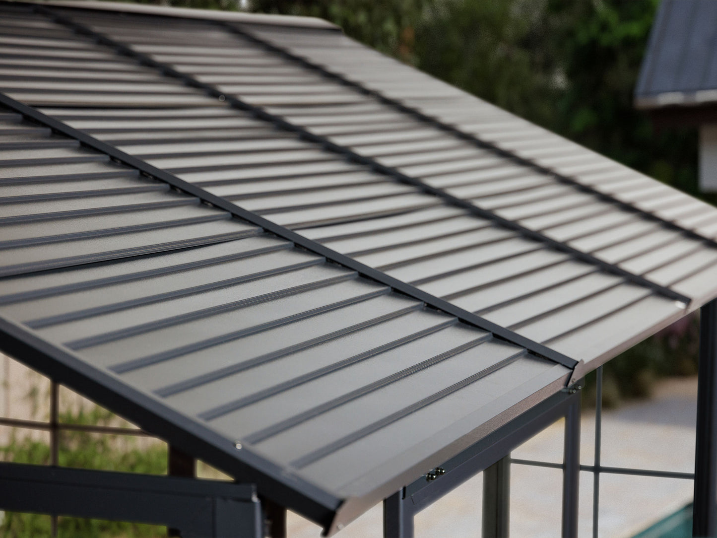 Myrdal Aluminum Solarium Metal Roof 11 x 14 ft. Black| Gazebo PenGuin-Delightful Yard