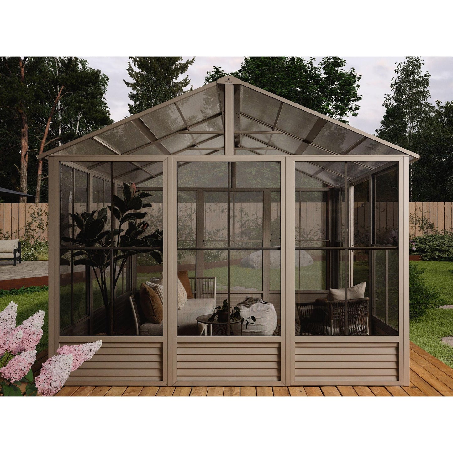 Myrdal Aluminum Solarium Polycarbonate Roof 11 x 14 ft. | Gazebo PenGuin-Delightful Yard