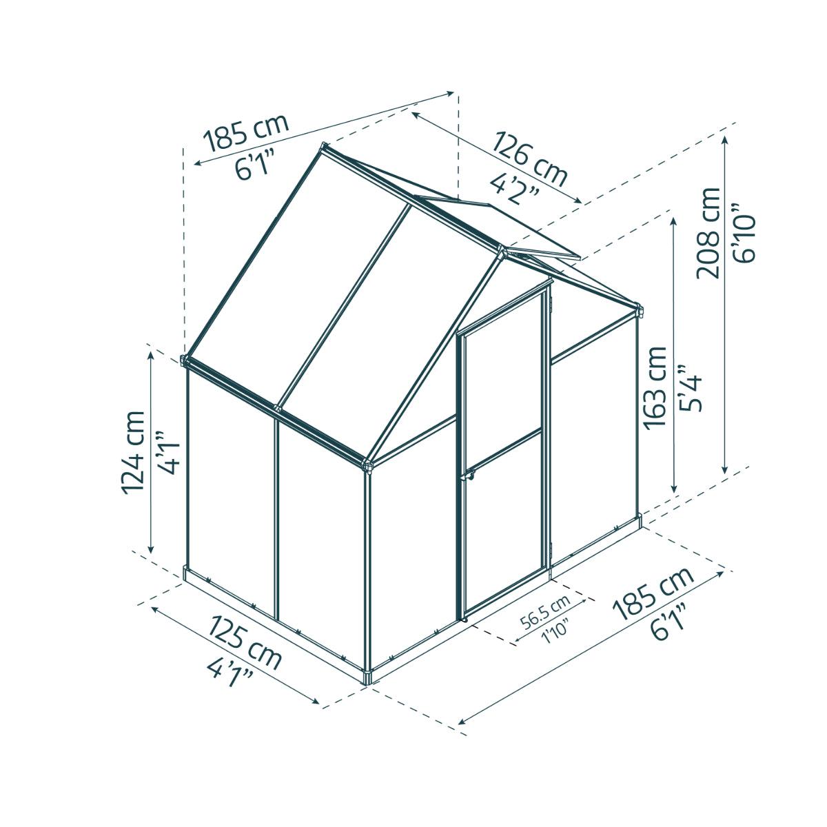 Mythos Polycarbonate Greenhouse 6 x 4 ft. Green Frame | Palram-Canopia-Delightful Yard