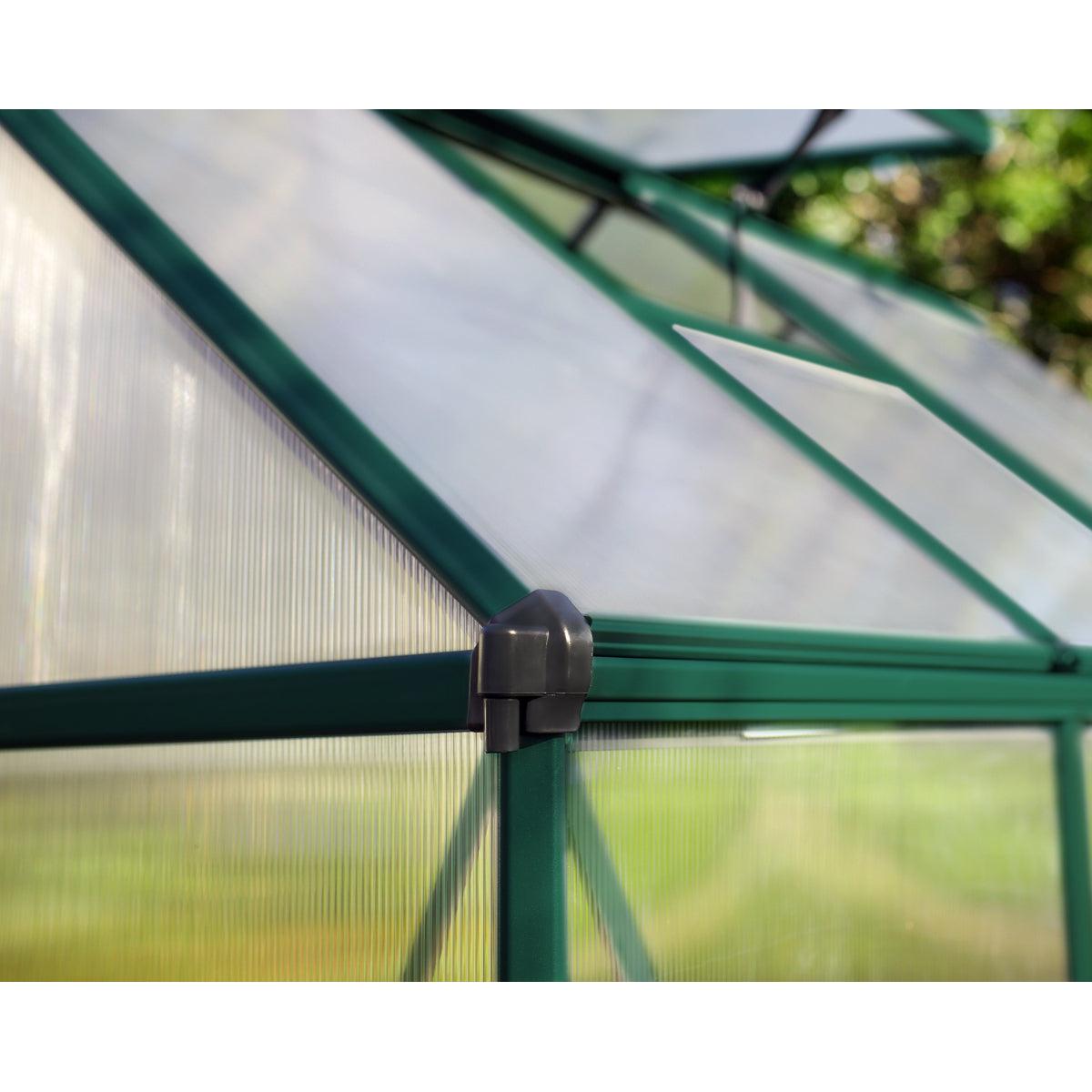 Mythos Polycarbonate Greenhouse 6 x 8 ft. Green Frame | Palram-Canopia-Delightful Yard