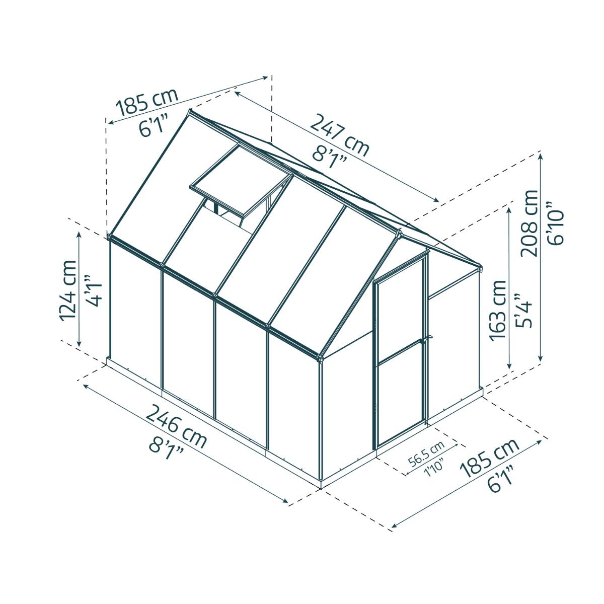 Mythos Polycarbonate Greenhouse 6 x 8 ft. Silver Frame | Palram-Canopia-Delightful Yard